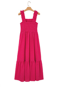 KaleaBoutique Comfortable Plaid Square Neck Fit-and-flared Vacation Sundress - KaleaBoutique.com