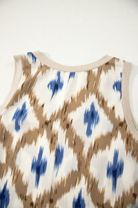 KaleaBoutique Stylish Boho Abstract Print V Neck Sleeveless Long Dress - KaleaBoutique.com