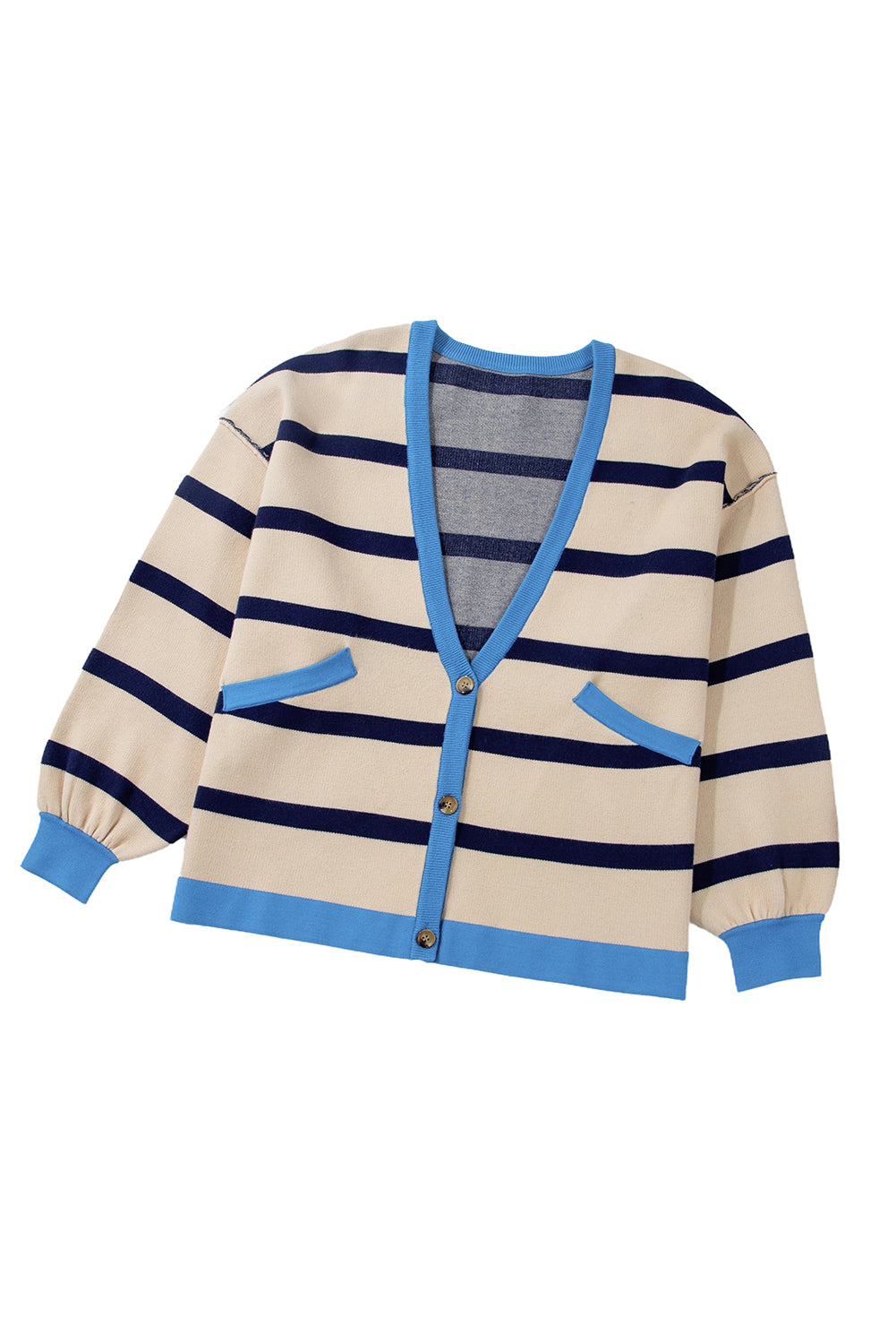Colorblock Drop Shoulder Buttoned Loose Cardigan - KaleaBoutique.com