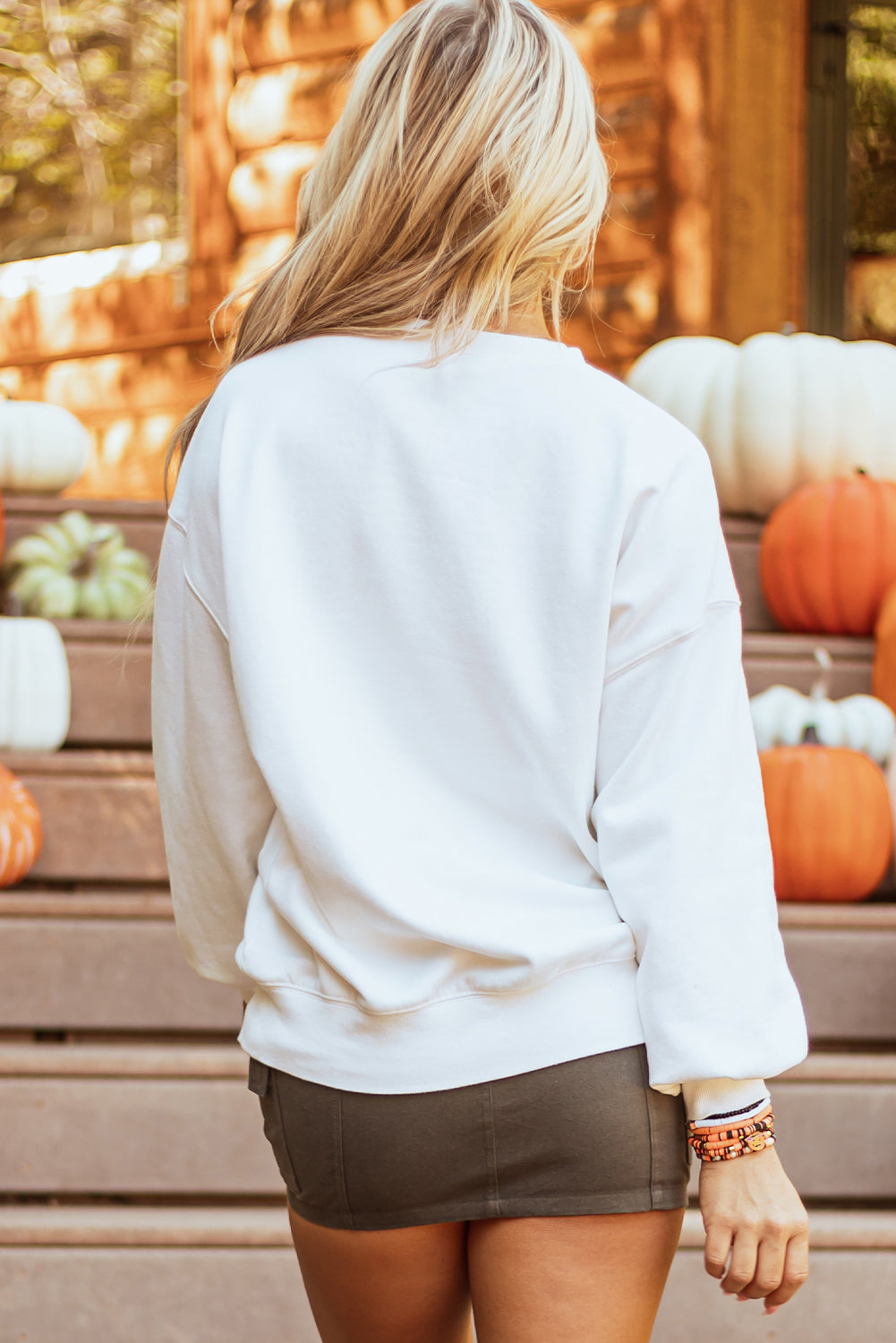 KaleaBoutique Stylish Terry Halloween Pumpkin Patched Pattern Pullover Sweatshirt - KaleaBoutique.com