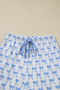 KaleaBoutique Stylish Bow Print Long Sleeve Shirt and Pants Soft Pajama Set - KaleaBoutique.com