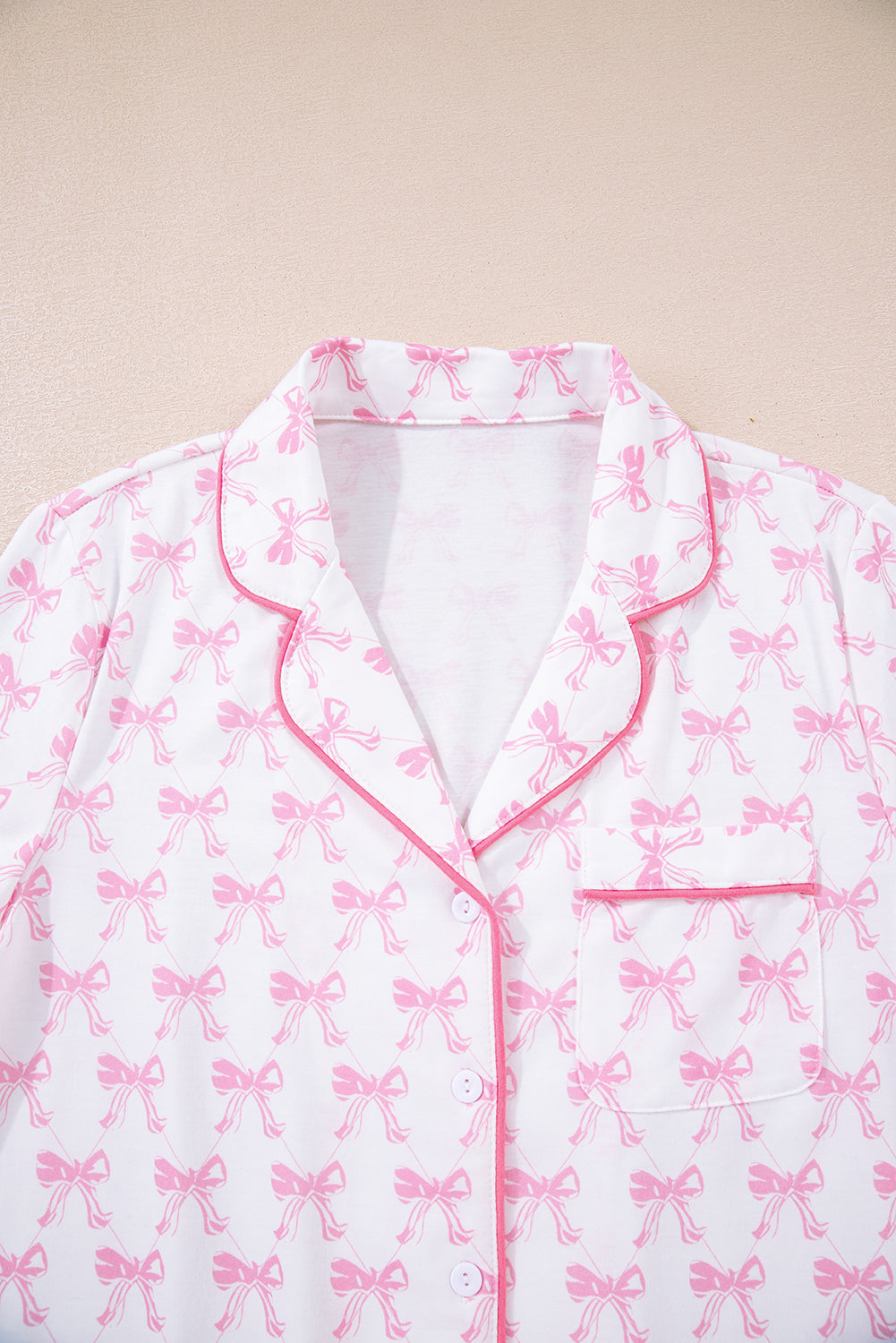 KaleaBoutique Stylish Bow Print Long Sleeve Shirt and Pants Soft Pajama Set - KaleaBoutique.com
