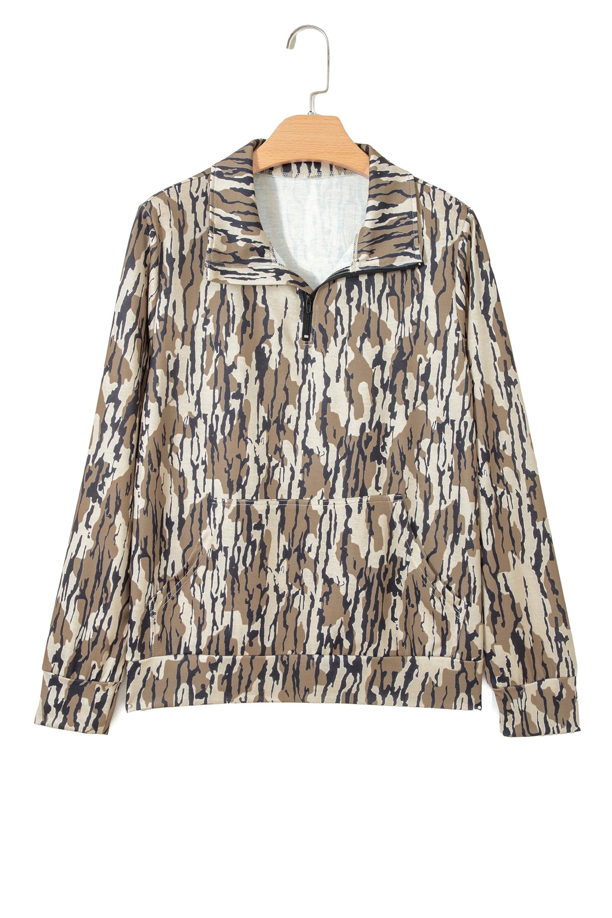 KaleaBoutique Comfortable Camouflage Zipper Collar Front Pocket Pullover Sweatshirt - KaleaBoutique.com