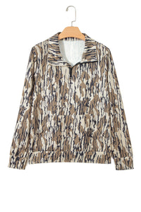 KaleaBoutique Comfortable Camouflage Zipper Collar Front Pocket Pullover Sweatshirt - KaleaBoutique.com