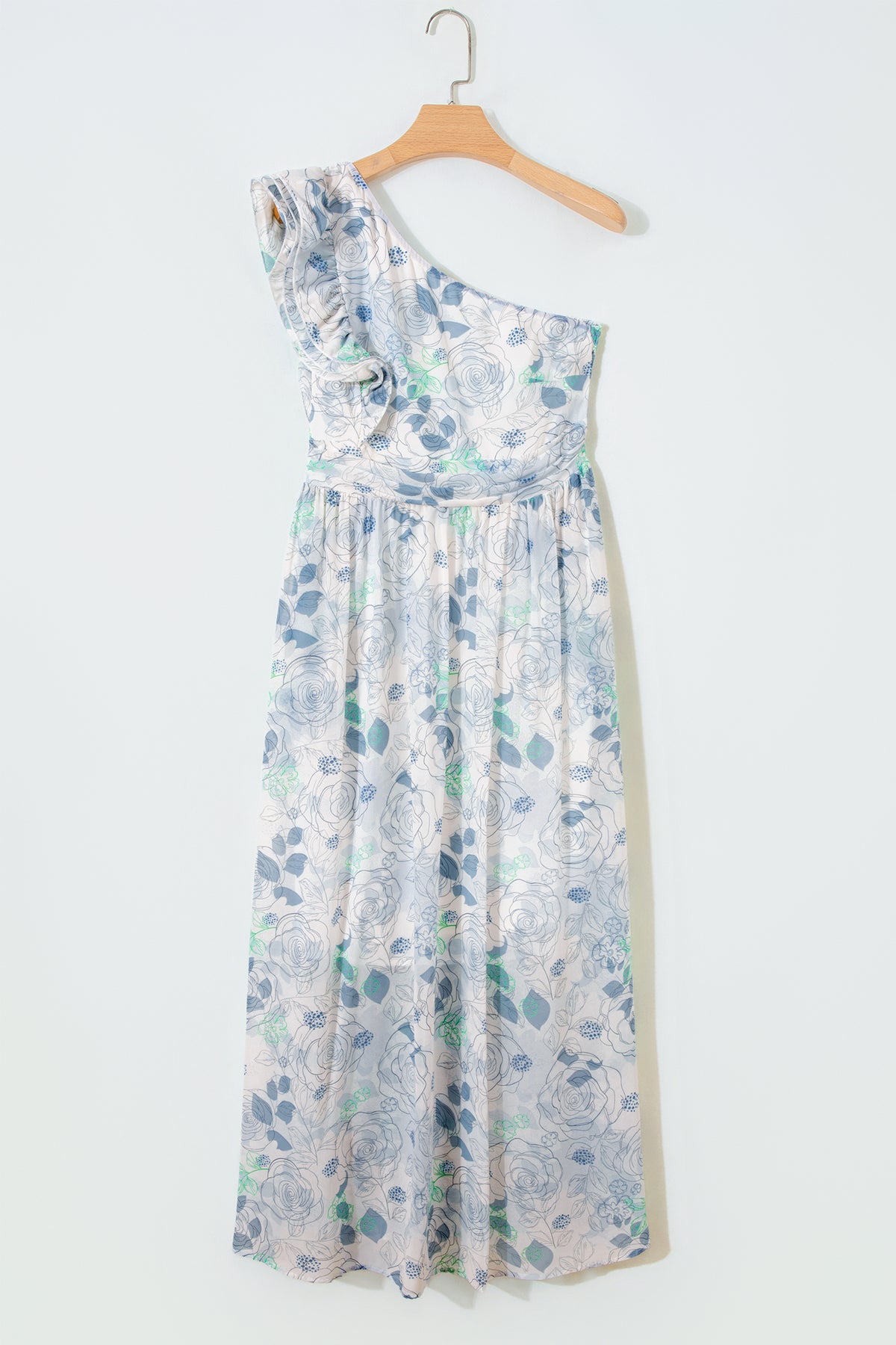KaleaBoutique Stylish Floral Print Ruffled One Shoulder Vacation Maxi Dress - KaleaBoutique.com