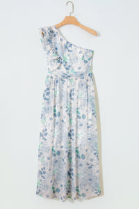 KaleaBoutique Stylish Floral Print Ruffled One Shoulder Vacation Maxi Dress - KaleaBoutique.com