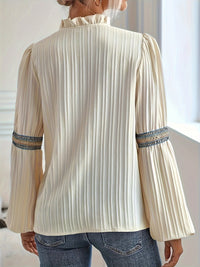 Simple Plain Lace V-neck Patchwork Shirt - KaleaBoutique.com