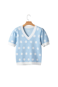 KaleaBoutique Comfortable Polka Dot Puff Short Sleeve Sweater Top - KaleaBoutique.com