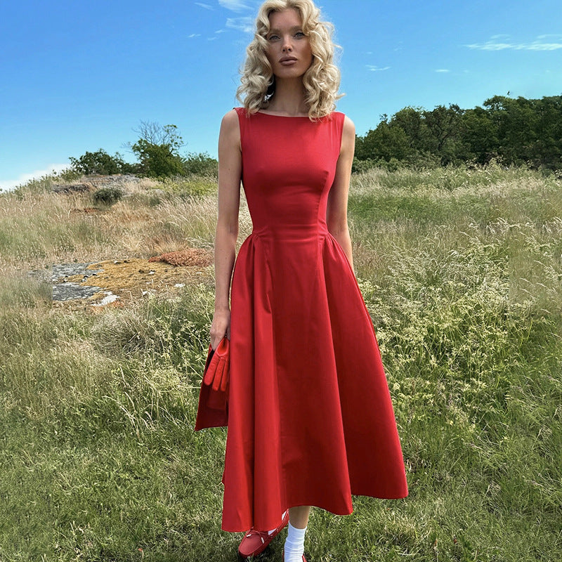 Elegant Boat-neck Waist Slimming Dress Women - KaleaBoutique.com