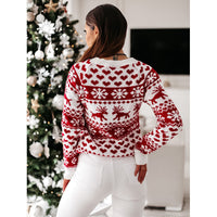 Women's Reindeer Snowflake and Heart Crew-Neck Christmas Sweater - KaleaBoutique.com