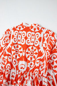 Boho Geometric Printed Long Sleeve Maxi Dress - KaleaBoutique.com
