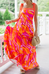 KaleaBoutique Stylish Abstract Print Knotted Shoulder High Waist Maxi Dress - KaleaBoutique.com