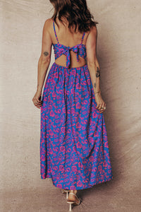 KaleaBoutique Stylish Floral Print Twisted V Neck Tied Backless Maxi Dress - KaleaBoutique.com