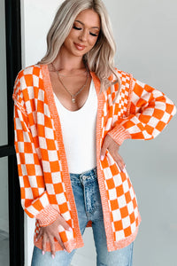 KaleaBoutique Stylish Checkered Open Front Drop Shoulder Cardigan - KaleaBoutique.com