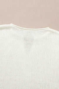 KaleaBoutique Stylish Brown Striped Accent Notched V Neck Cropped Sweater T Shirt - KaleaBoutique.com
