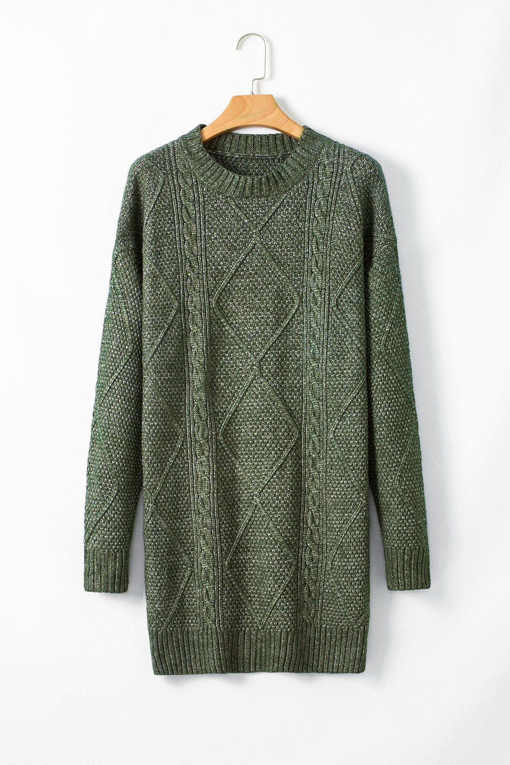 KaleaBoutique Comfortable Cable Knit Drop Shoulder Loose Fit Sweater Dress - KaleaBoutique.com