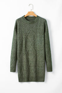 KaleaBoutique Comfortable Cable Knit Drop Shoulder Loose Fit Sweater Dress - KaleaBoutique.com