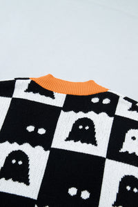 KaleaBoutique Stylish Geometric Ghost Print Drop Shoulder Knit Cardigan - KaleaBoutique.com