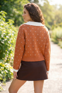 KaleaBoutique Stylish Peter Pan Collar Colorblock Long Sleeve Knitwear Cardigan - KaleaBoutique.com