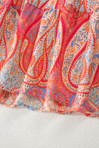 KaleaBoutique Comfortable Paisley Print V-Neck Short Sleeve Boho Maxi Dress with Ruffle Details - KaleaBoutique.com