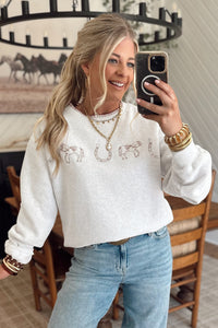 KaleaBoutique Stylish Western Print Embroidered Casual Sweatshirt - KaleaBoutique.com