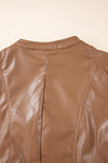 KaleaBoutique Solid Faux Leather Zipper Slim Fit Bomber Jacket - KaleaBoutique.com