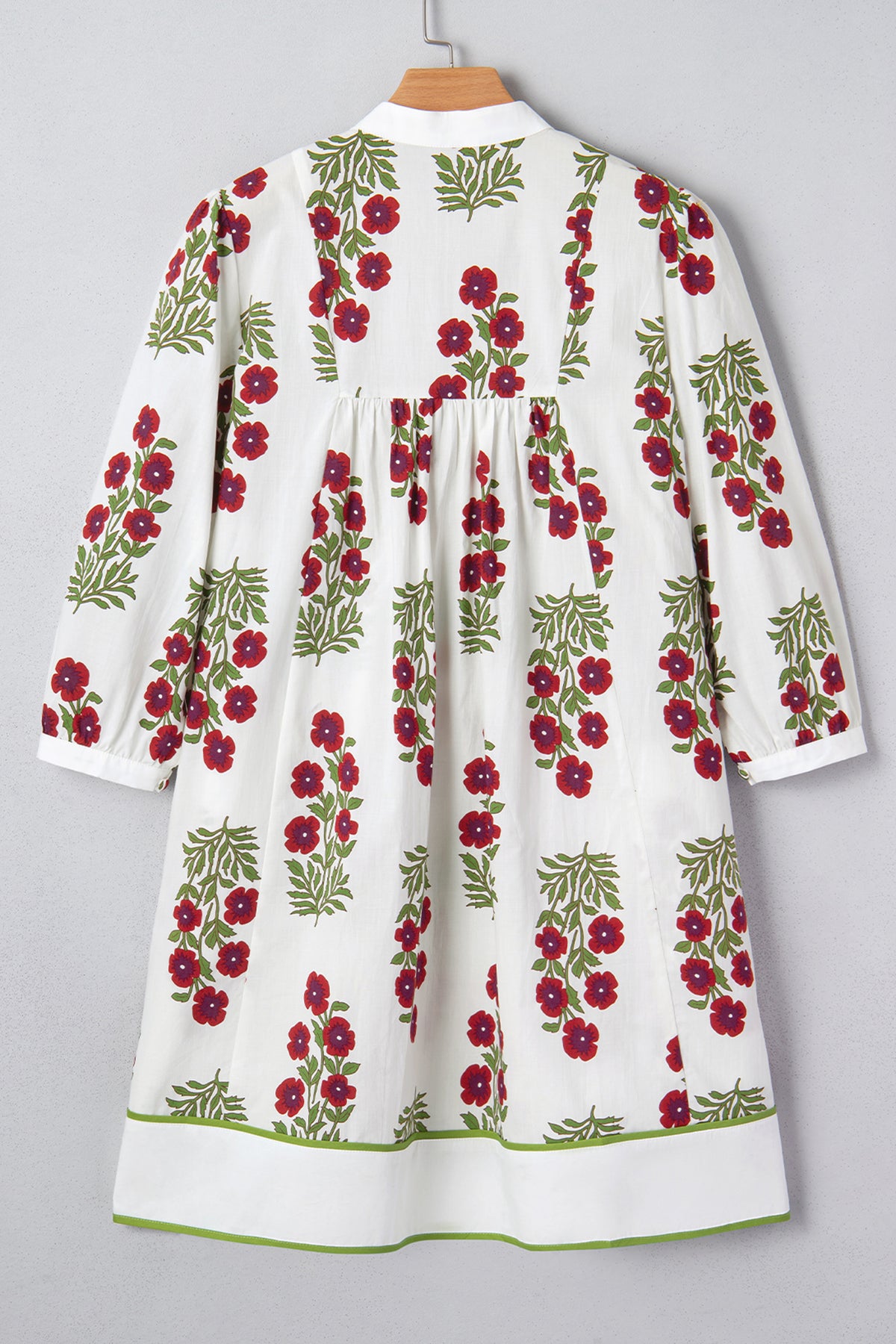 KaleaBoutique Stylish Frilled V Neck 3/4 Sleeve Loose Floral Dress - KaleaBoutique.com