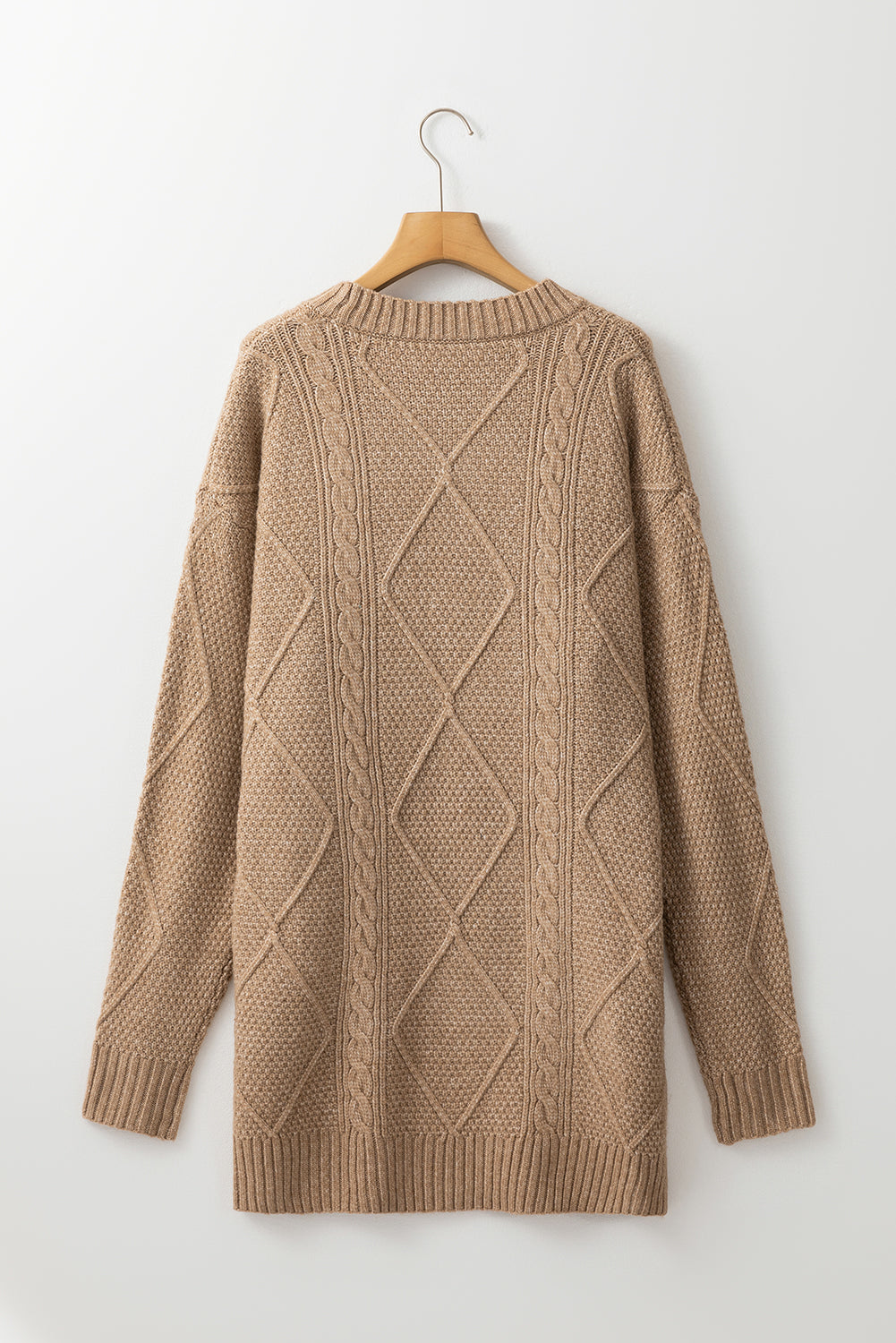 KaleaBoutique Stylish Cable Knit Drop Shoulder Loose Fit Sweater Dress - KaleaBoutique.com