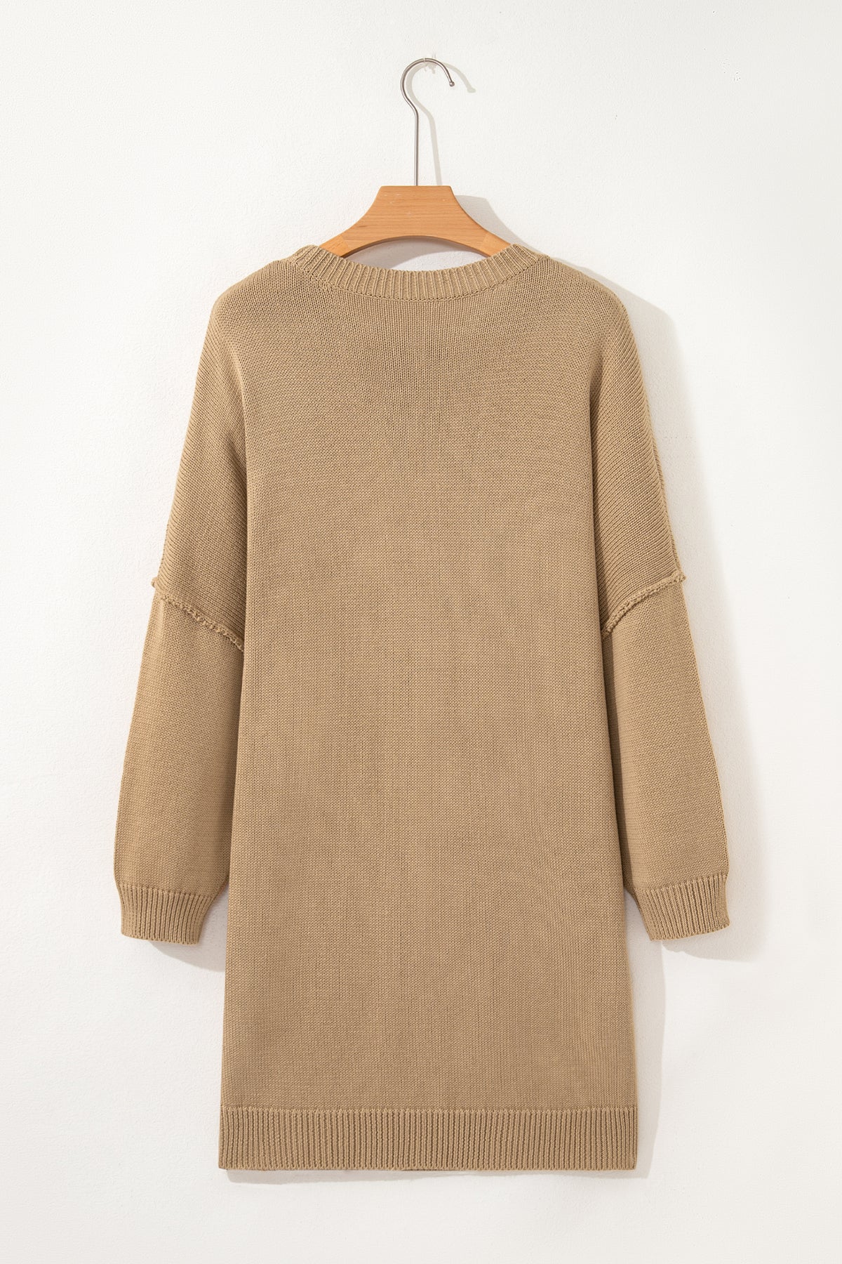 KaleaBoutique Comfortable Exposed Seam Drop Shoulder Oversize Sweater Mini Dress - KaleaBoutique.com