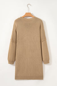 KaleaBoutique Comfortable Exposed Seam Drop Shoulder Oversize Sweater Mini Dress - KaleaBoutique.com