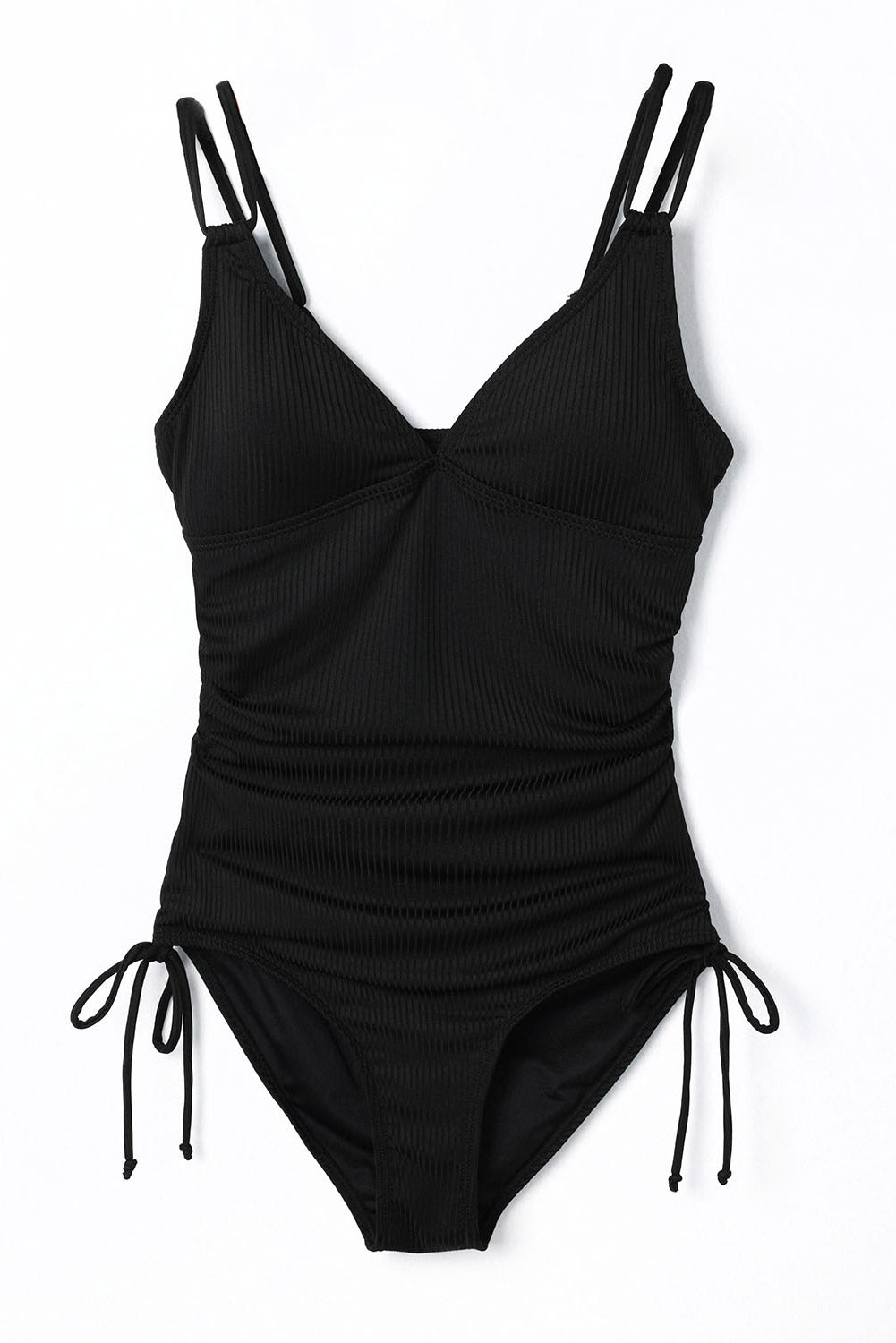 KaleaBoutique Stylish Adjustable Straps Ribbed Knit One Piece Swimsuit - KaleaBoutique.com
