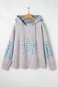 KaleaBoutique Floral Patchwork Star Pattern Drawstring Hoodie - KaleaBoutique.com