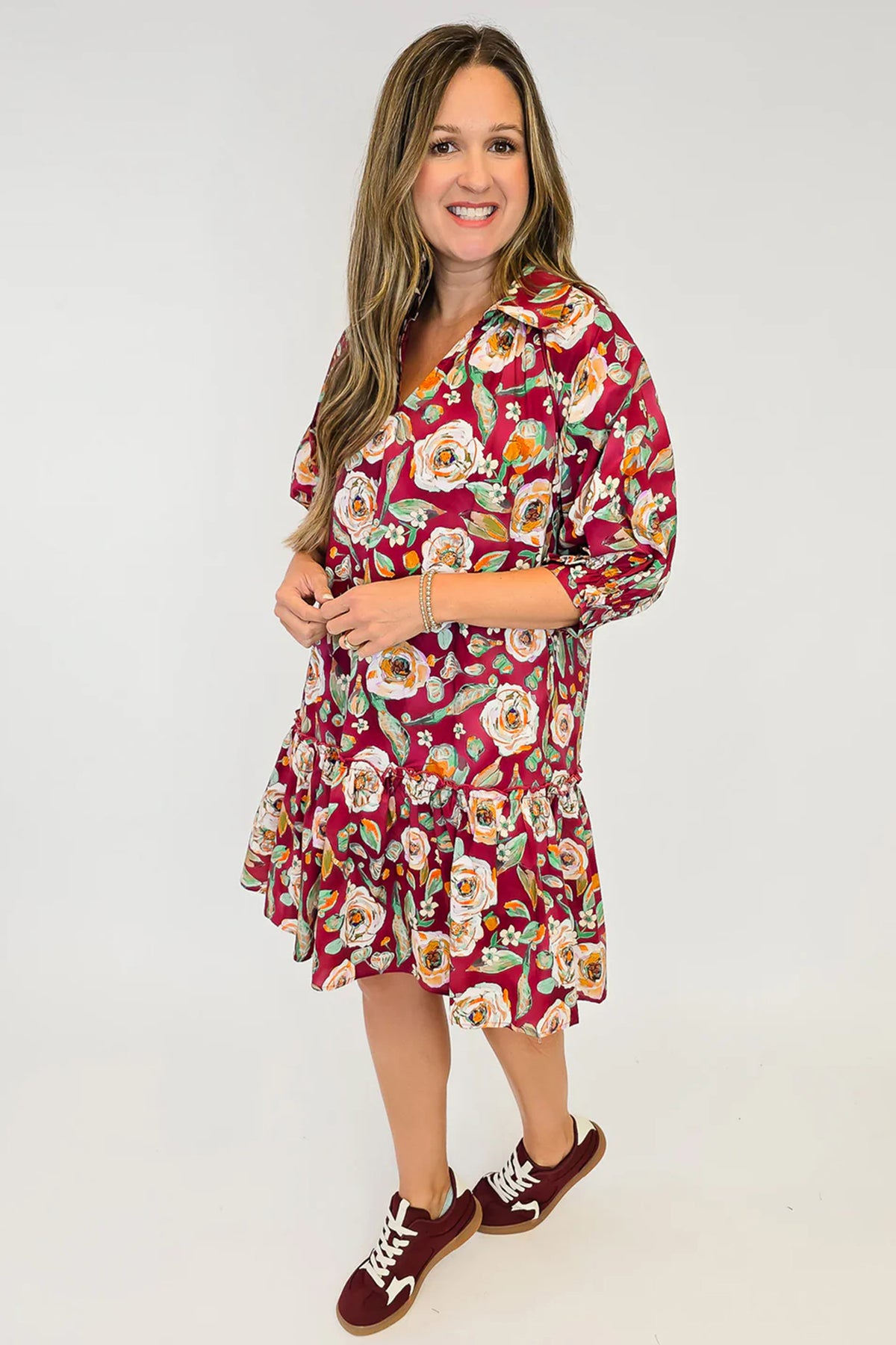 KaleaBoutique Stylish Floral Print Half Sleeve Short Shift Dress - KaleaBoutique.com