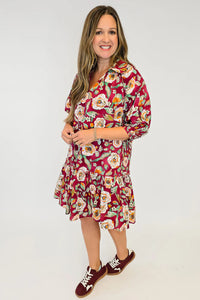 KaleaBoutique Stylish Floral Print Half Sleeve Short Shift Dress - KaleaBoutique.com