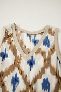 KaleaBoutique Stylish Boho Abstract Print V Neck Sleeveless Long Dress - KaleaBoutique.com