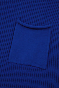 KaleaBoutique Comfortable Patch Pocket Ribbed Knit Short Sleeve Sweater - KaleaBoutique.com