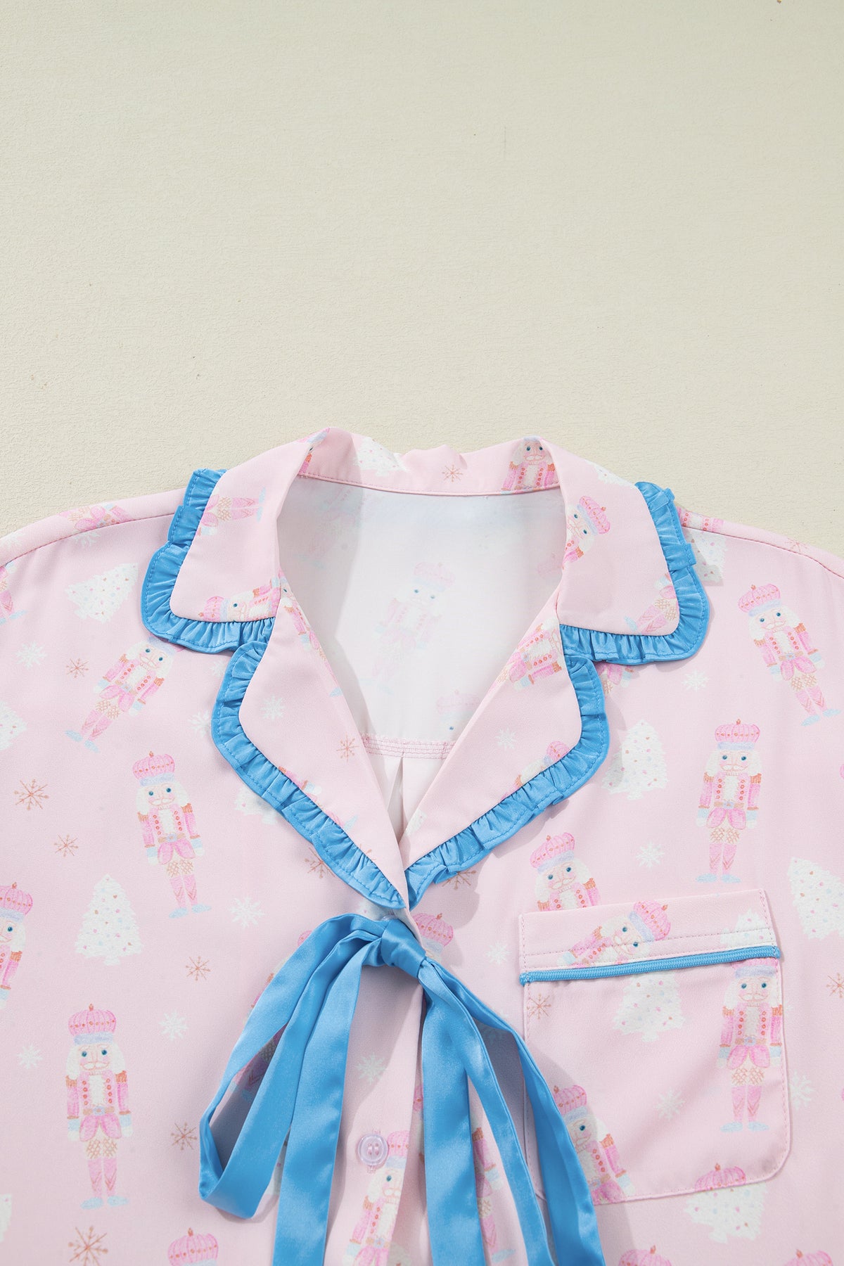 KaleaBoutique Stylish Bow Tie Front Christmas Nutcracker Long Sleeve Shirt Shorts Pajama Set - KaleaBoutique.com
