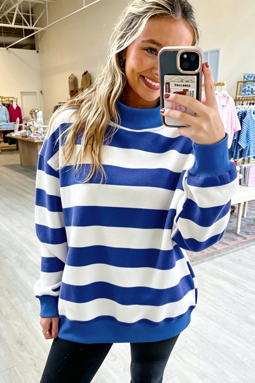 KaleaBoutique Comfortable Colorblock Mock Neck Relaxed Sweatshirt - KaleaBoutique.com