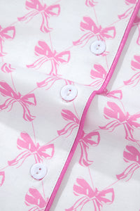 KaleaBoutique Comfortable Bowknot Printed Short Sleeve and Ruffled Shorts Pajama Set - KaleaBoutique.com