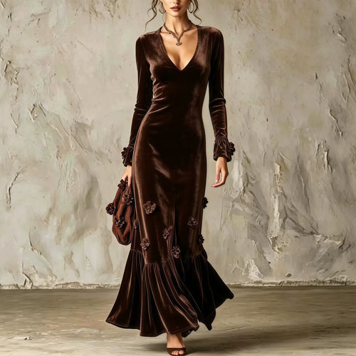 V-neck Sheath Skirt Figure-hugging And Elegant Fishtail Dress - KaleaBoutique.com