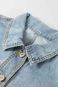 Draw-cord Hem Light Wash Denim Jacket - KaleaBoutique.com