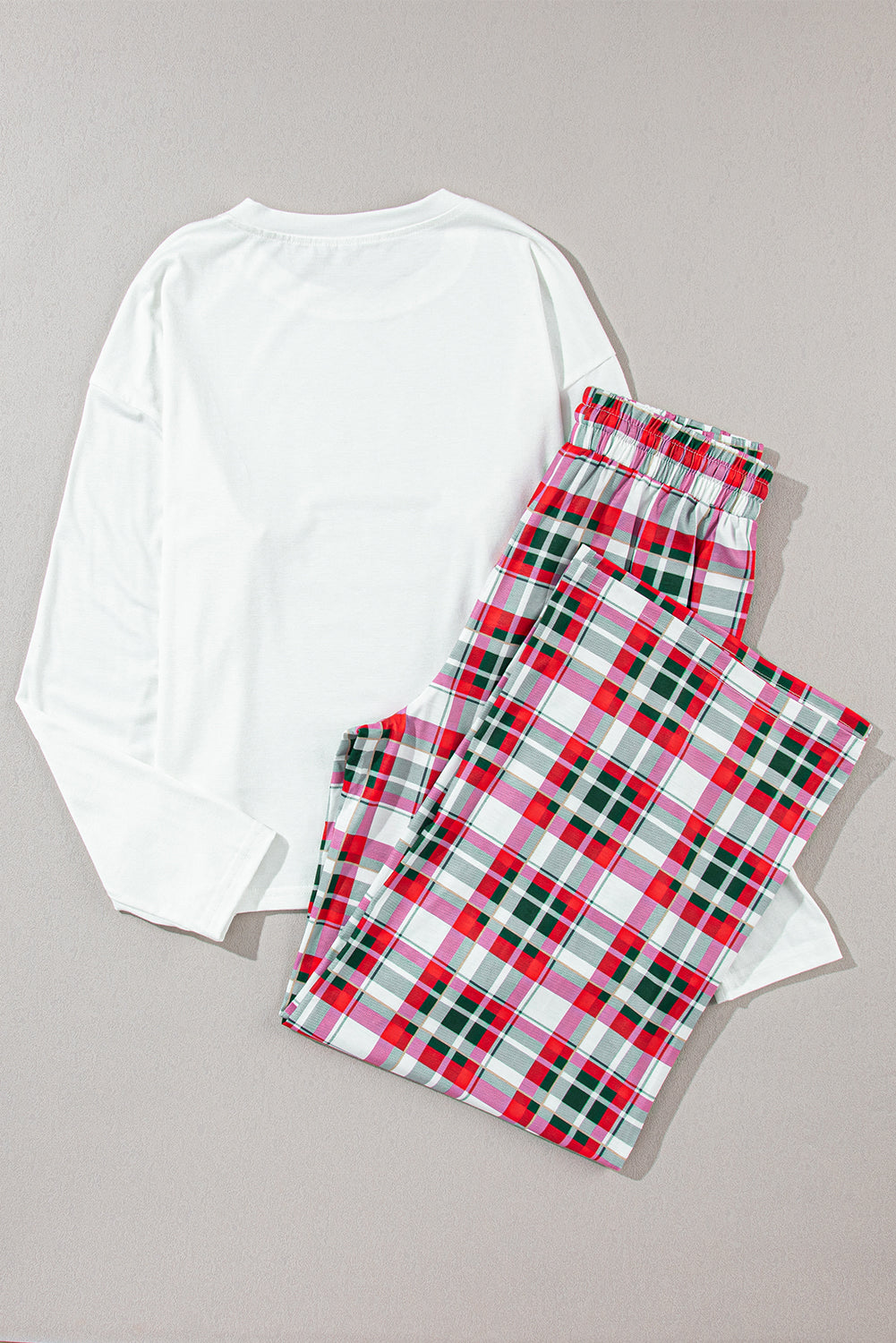 KaleaBoutique Stylish Merry Christmas Plaid Print Two Piece Lounge Set - KaleaBoutique.com
