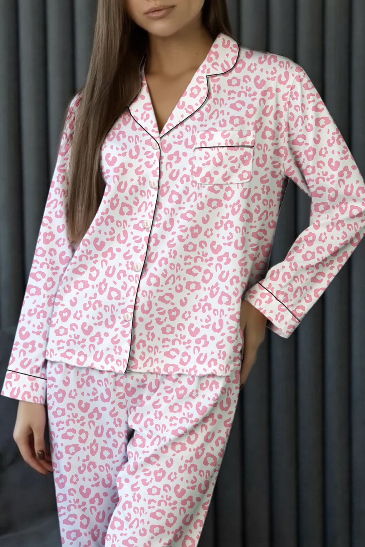 KaleaBoutique Stylish Leopard Print 2cps Long Pajama Set - KaleaBoutique.com