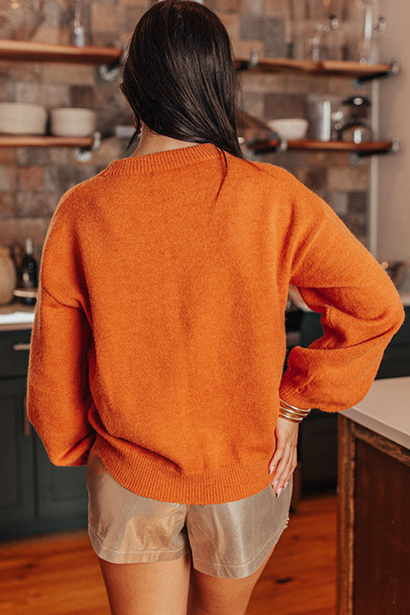 KaleaBoutique Thanksgiving Tinsel Drop Shoulder Crew Neck Sweater - KaleaBoutique.com