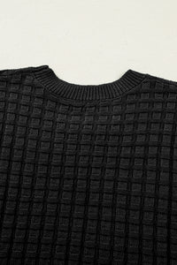 KaleaBoutique Comfortable Solid Color Round Neck Textured Short Sleeve Sweater - KaleaBoutique.com