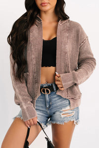 KaleaBoutique Stylish Mineral Wash Exposed Seam Patchwork Knit Open Sweater Cardigan - KaleaBoutique.com
