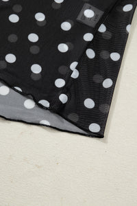Polka Dot Patterned Bodycon Mock Neck Mesh Long Sleeve Top - KaleaBoutique.com