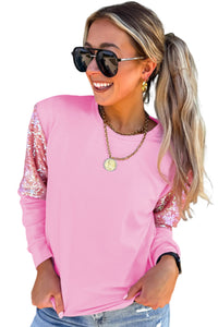 KaleaBoutique Stylish Long Sleeve Sequin Round Neck Pullover Top - KaleaBoutique.com