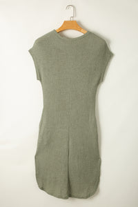 KaleaBoutique Stylish Waffle Texture Curved Hem Side Slit T-shirt Dress - KaleaBoutique.com