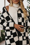 KaleaBoutique Checkered Side Pockets Collared Buttoned Fleece Jacket - KaleaBoutique.com